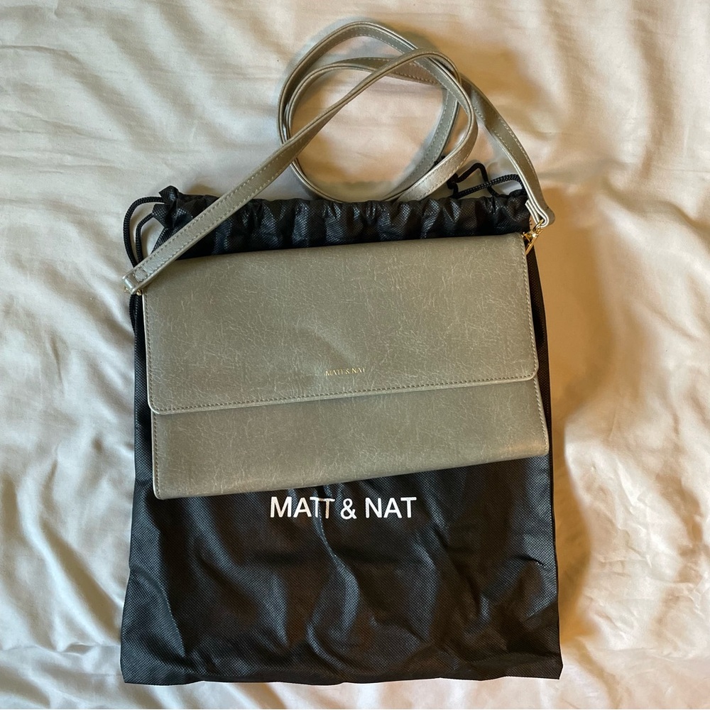 Taupe Vegan Leather Crossbody Bag